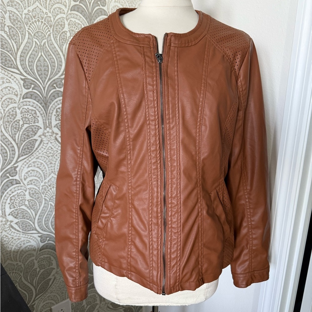 Women's Brown Faux Leather Jacket
